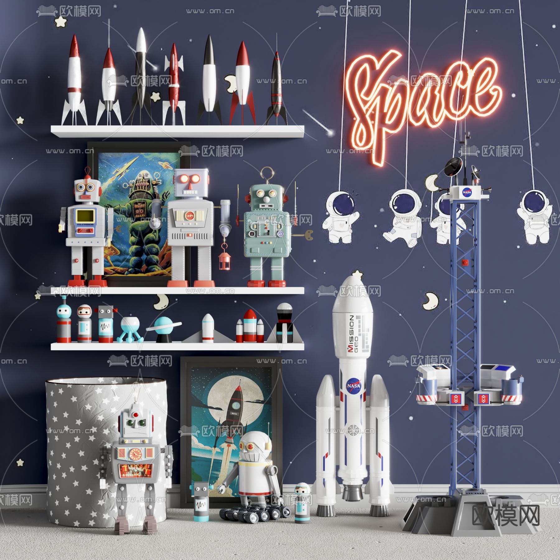 现代儿童玩具su模型下载（渲染图1）