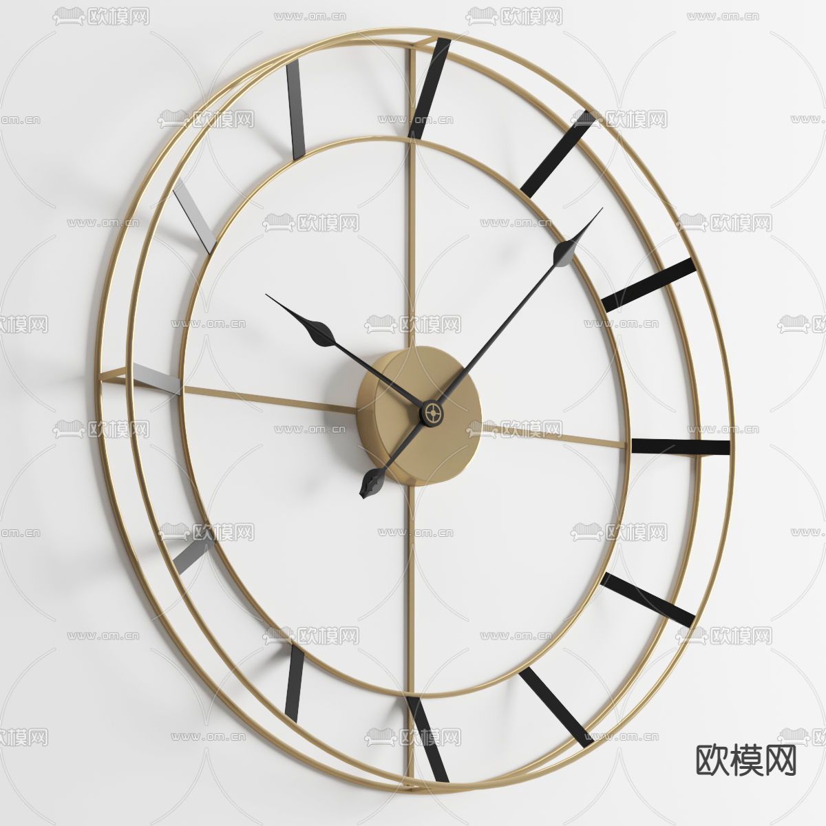 现代极简铁艺挂钟免费3d模型下载