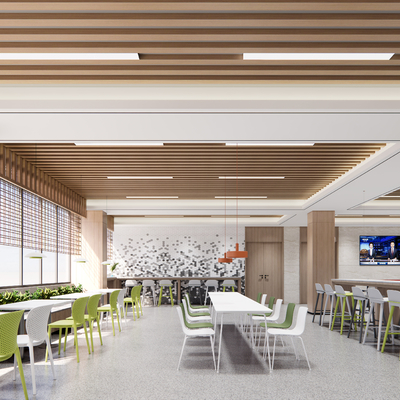  现代餐厅食堂su模型 