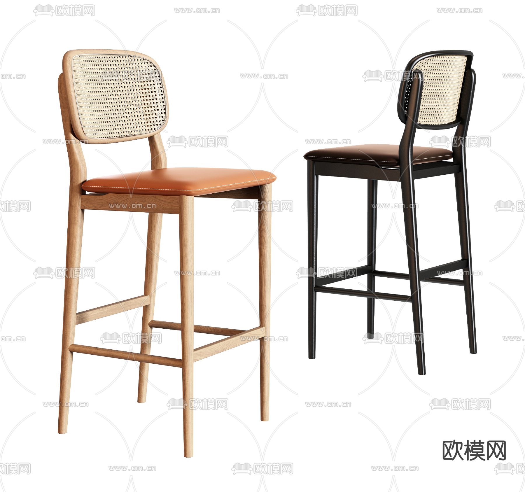 现代吧台椅su模型下载（渲染图1）