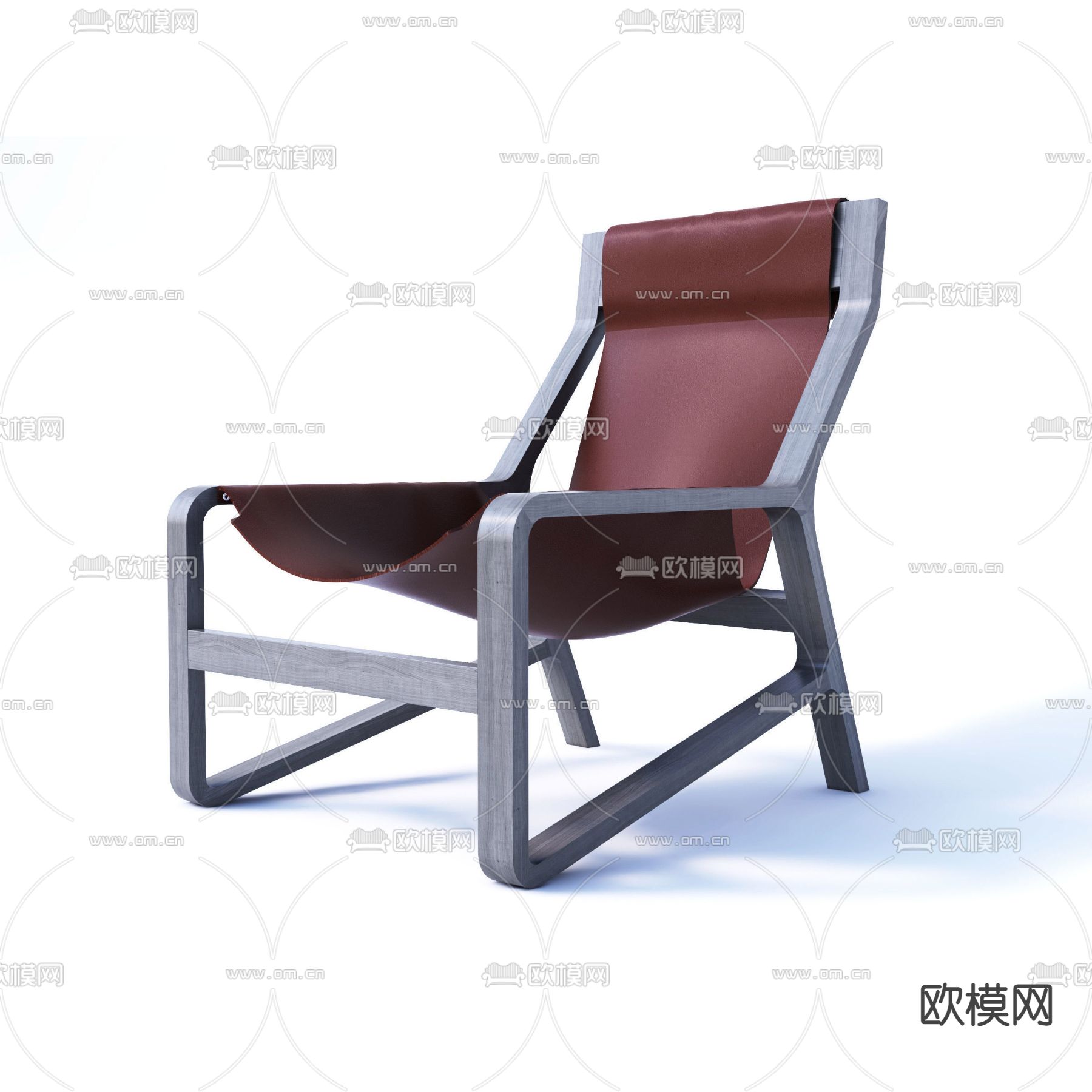 北欧简约实木皮革休闲椅免费3d模型下载_ID12014018_3dmax免费模型-欧模网