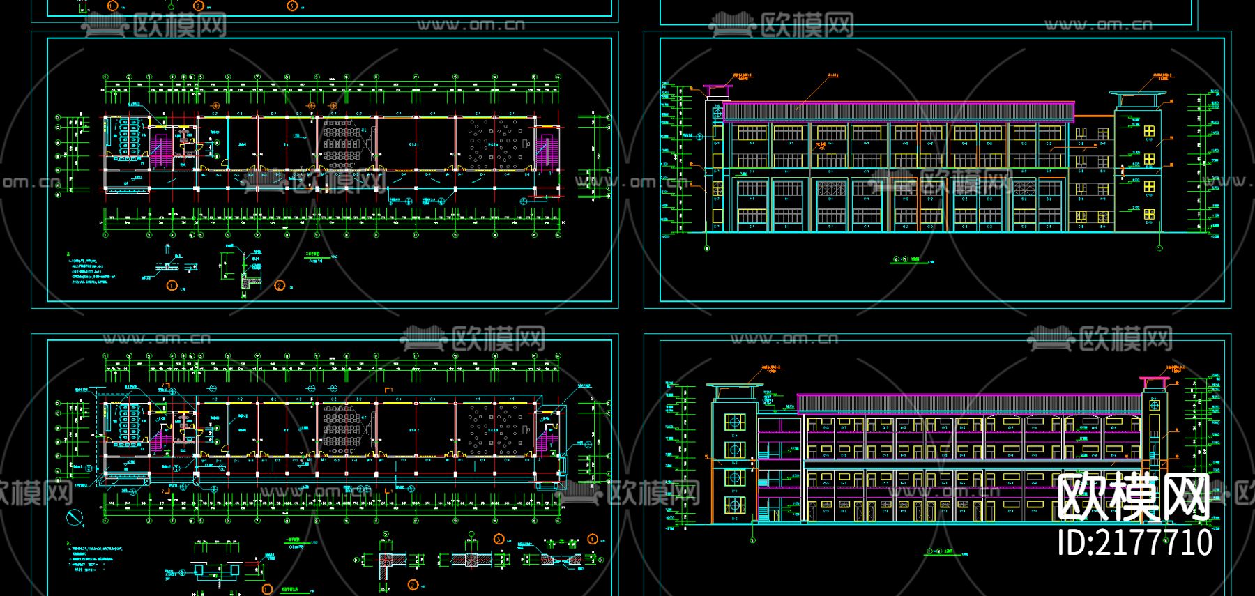 教学楼建施cad施工图下载（渲染图2）