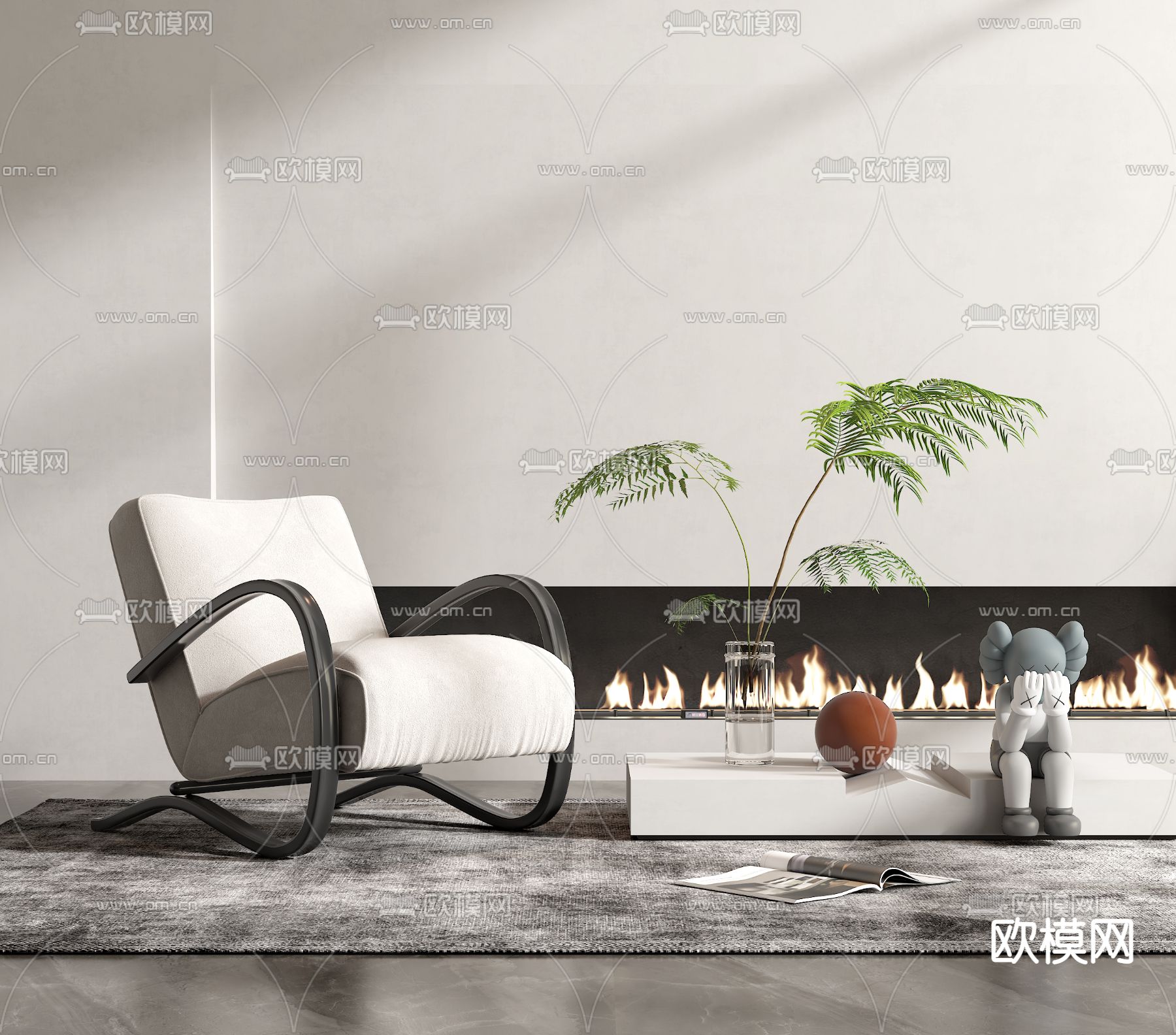 现代休闲沙发su模型下载（渲染图1）