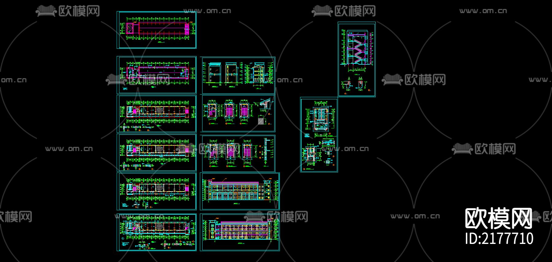 教学楼建施cad施工图下载（渲染图1）