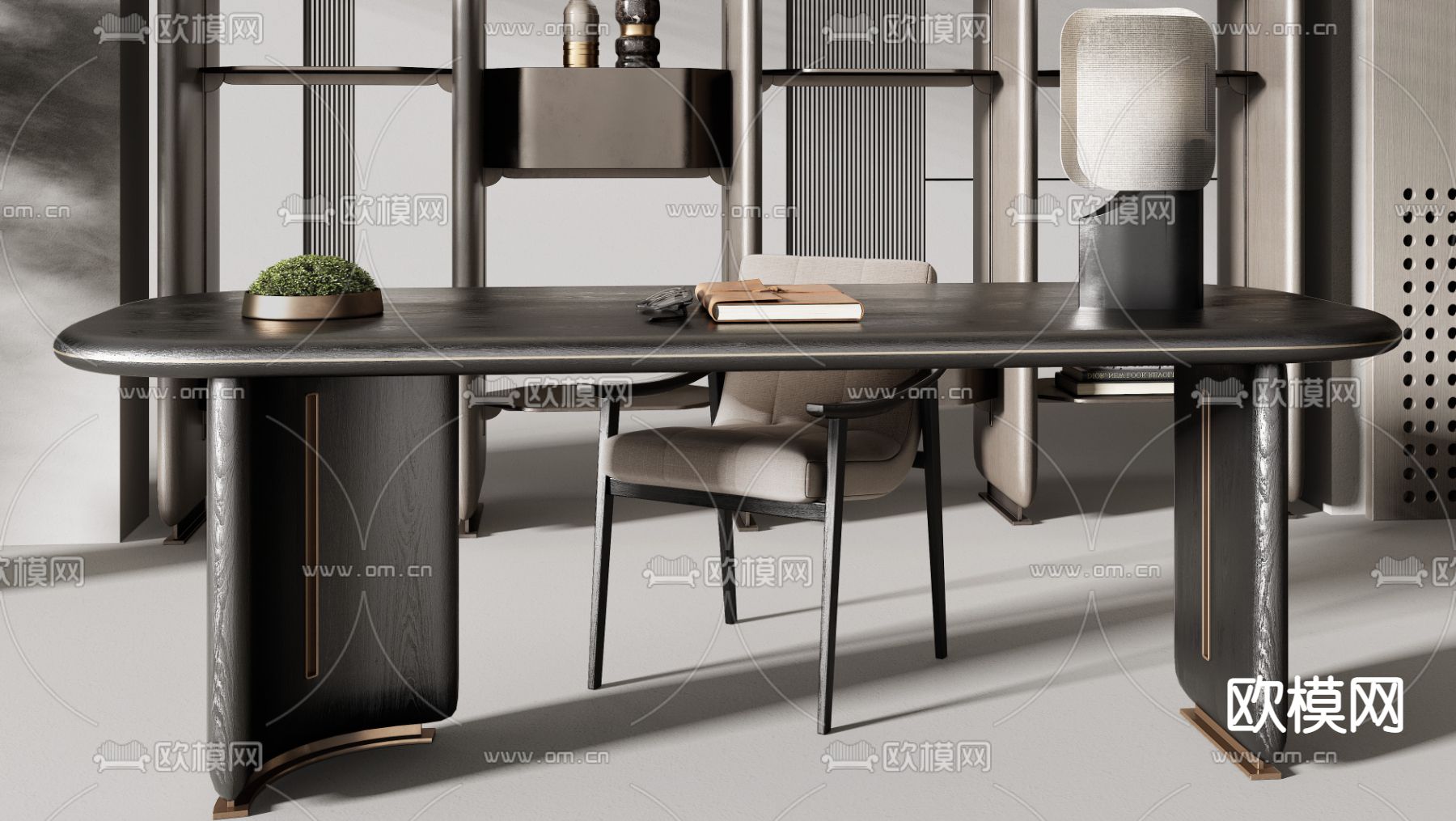现代书桌椅su模型下载（渲染图2）