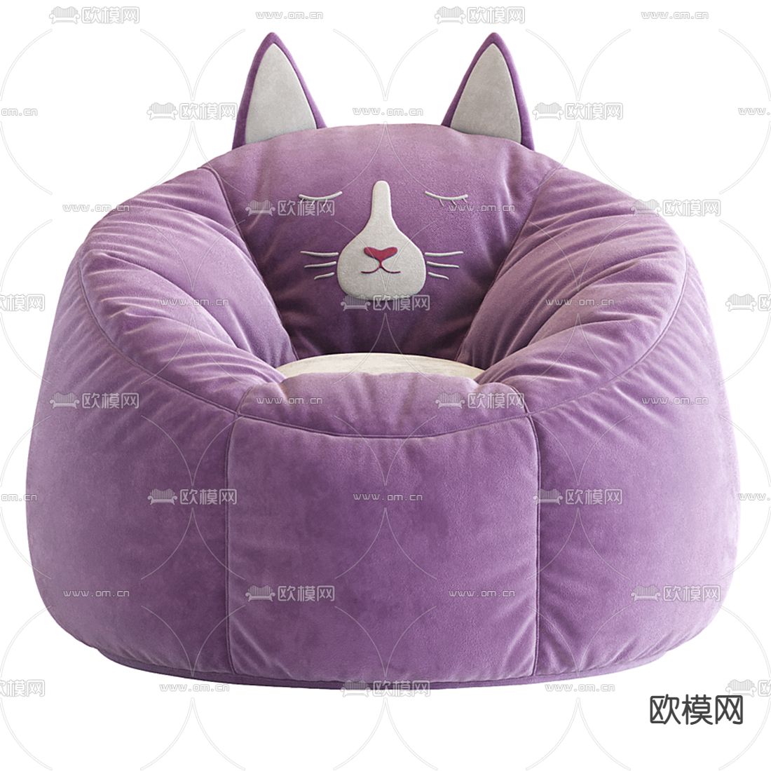 现代猫咪黑色布艺懒人沙发3d模型下载（渲染图5）