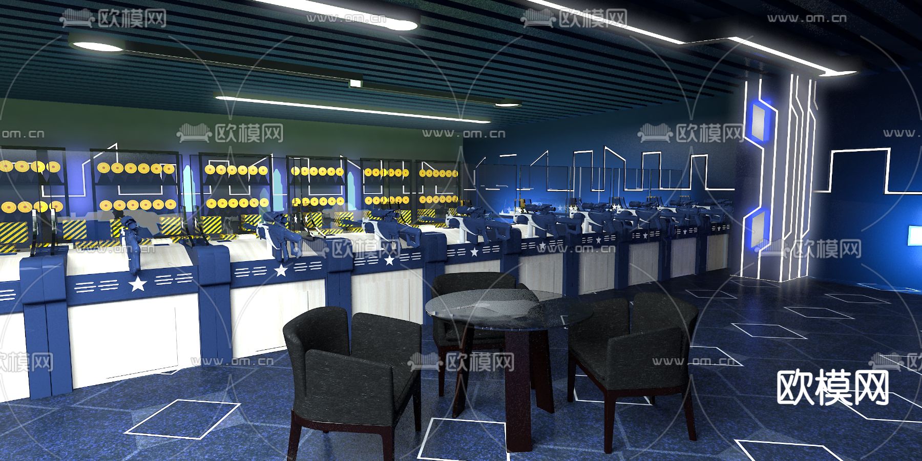现代射击游戏游戏厅3d模型下载（渲染图2）