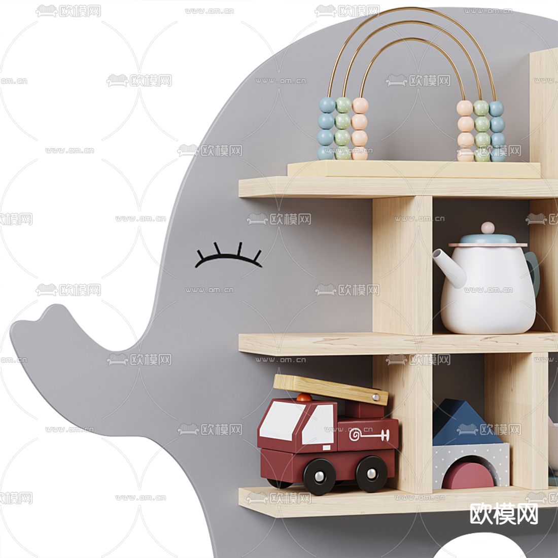 现代儿童卡通壁柜3d模型下载（渲染图5）