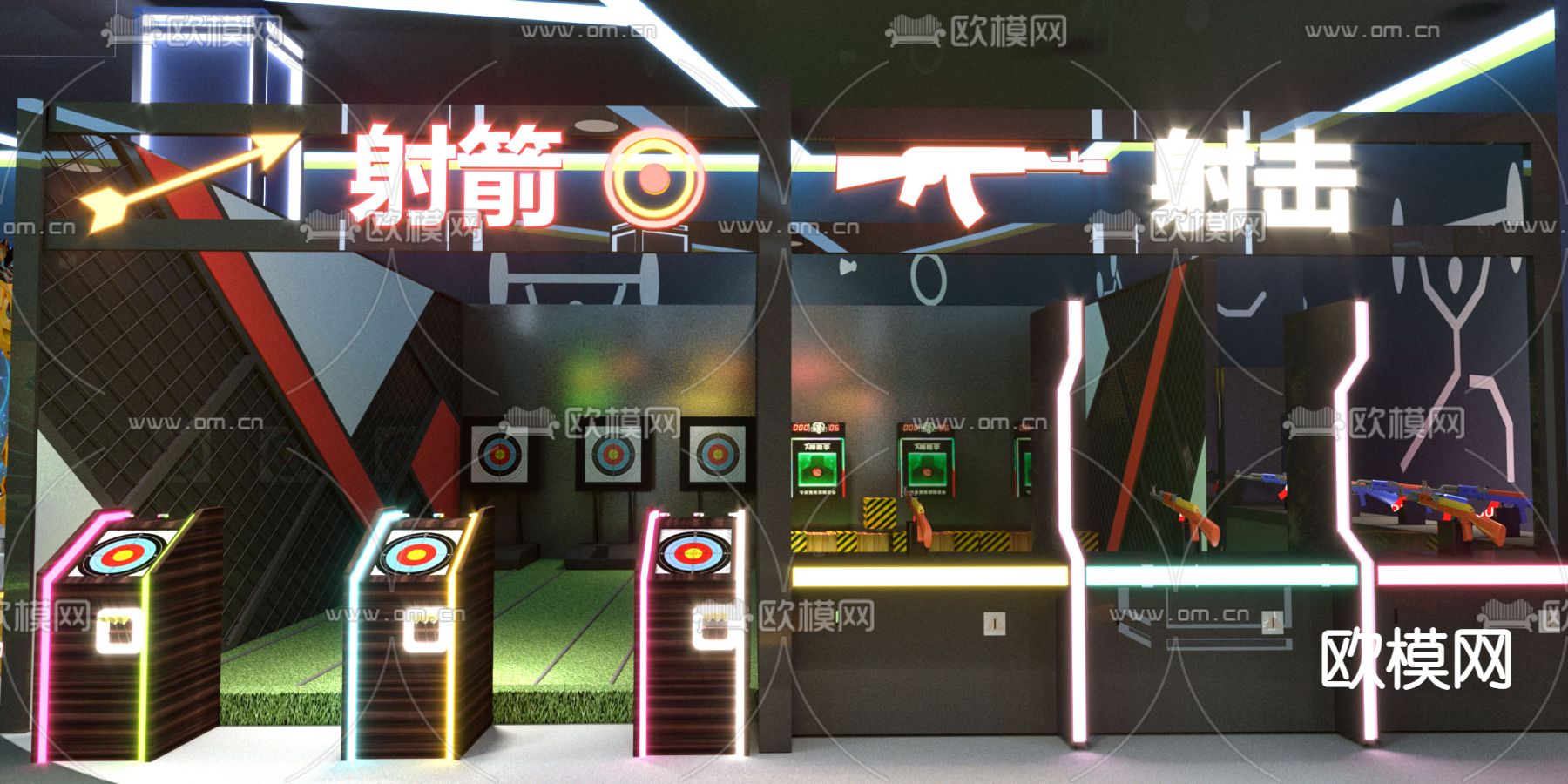 现代室内运动游戏厅3d模型下载（渲染图4）