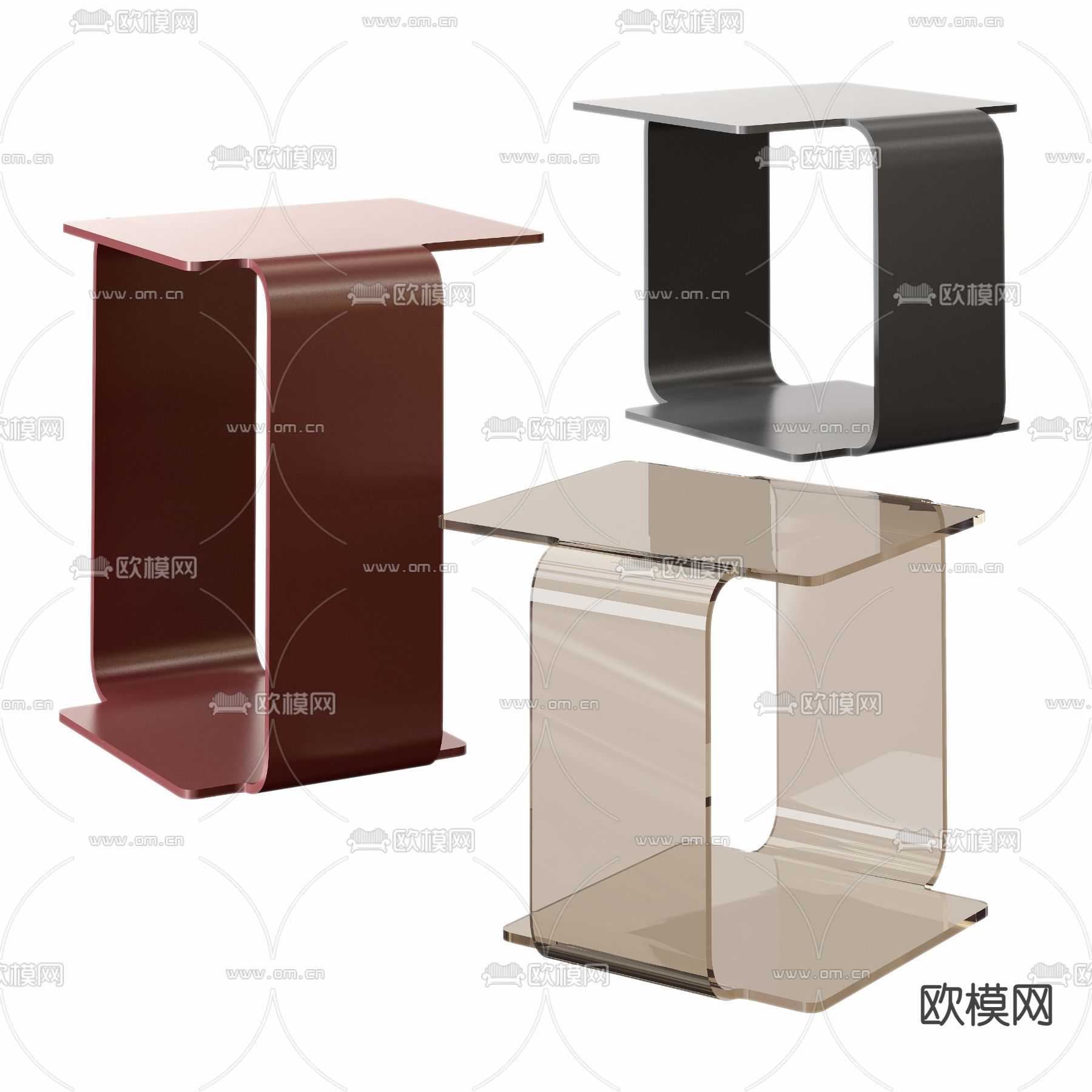 现代金属边几角几3d模型下载