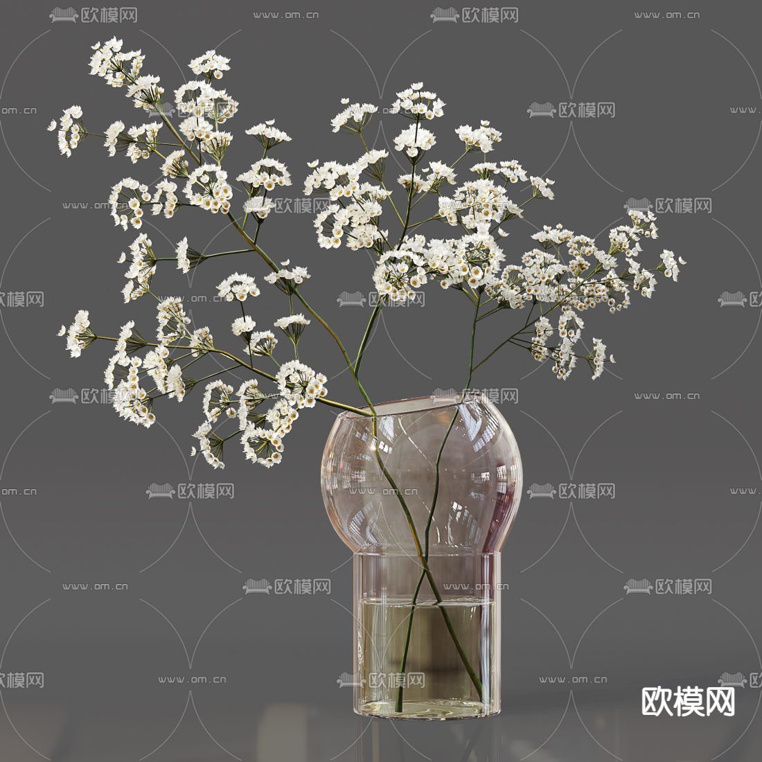 现代玻璃花瓶水生植物3d模型下载（渲染图4）
