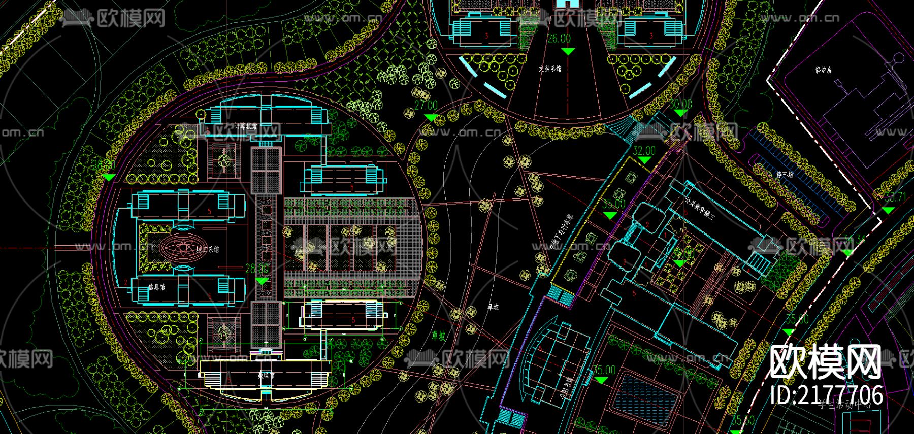 某大学新校区cad施工图下载（渲染图4）