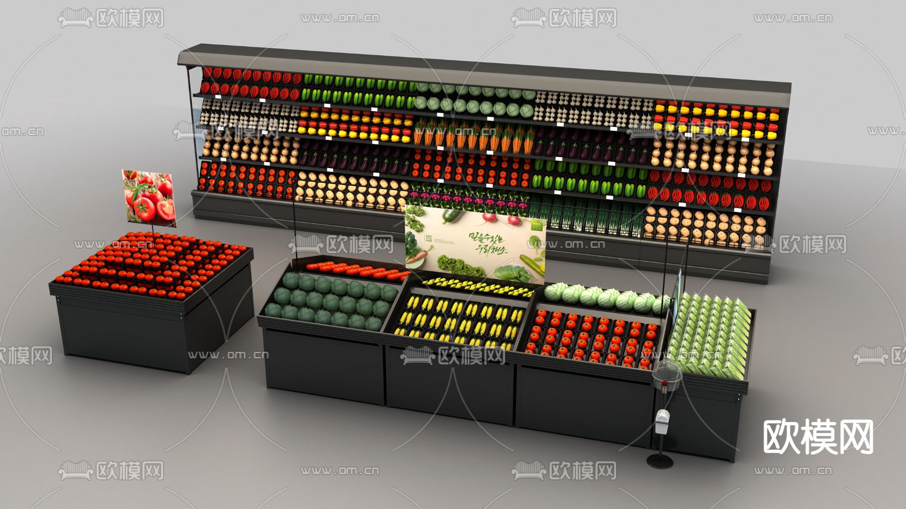 现代超市便利店展柜货架3d模型下载