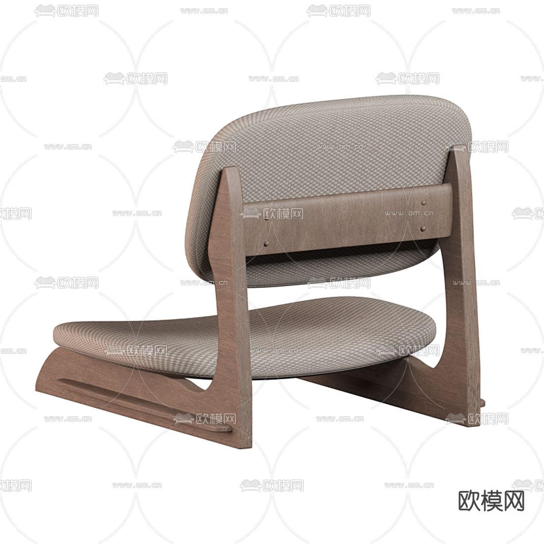 日式布艺实木餐桌椅3d模型下载（渲染图5）