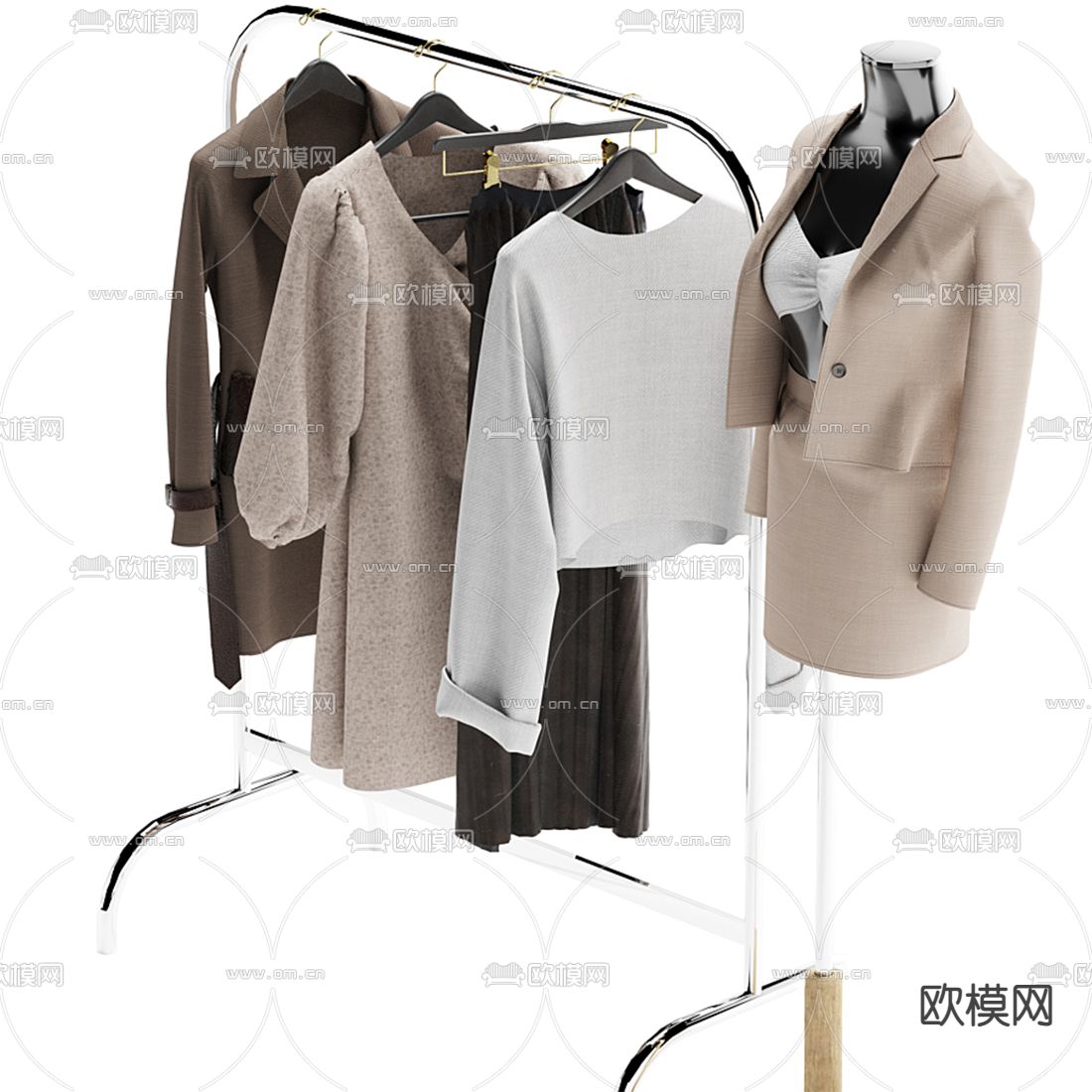 现代女士服装衣架3d模型下载（渲染图3）