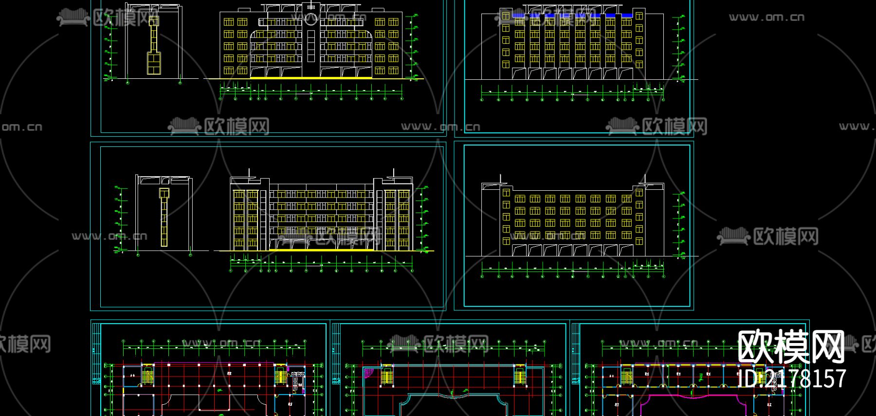 某教学楼方案cad施工图下载（渲染图1）