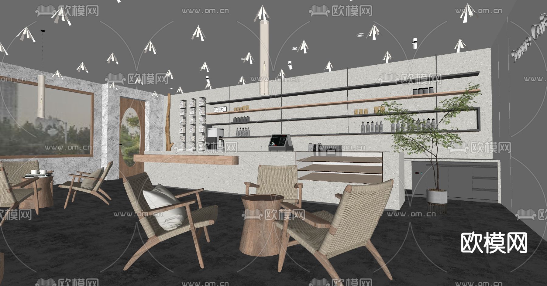 侘寂咖啡店su模型下载（渲染图4）