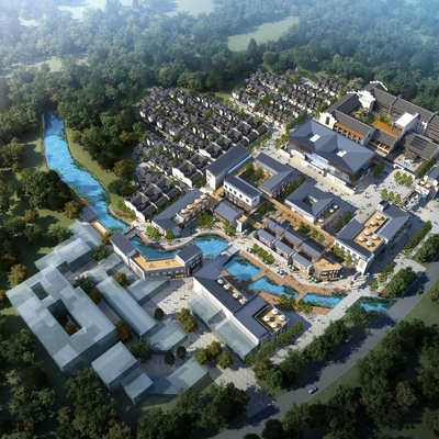 商业街鸟瞰3d模型