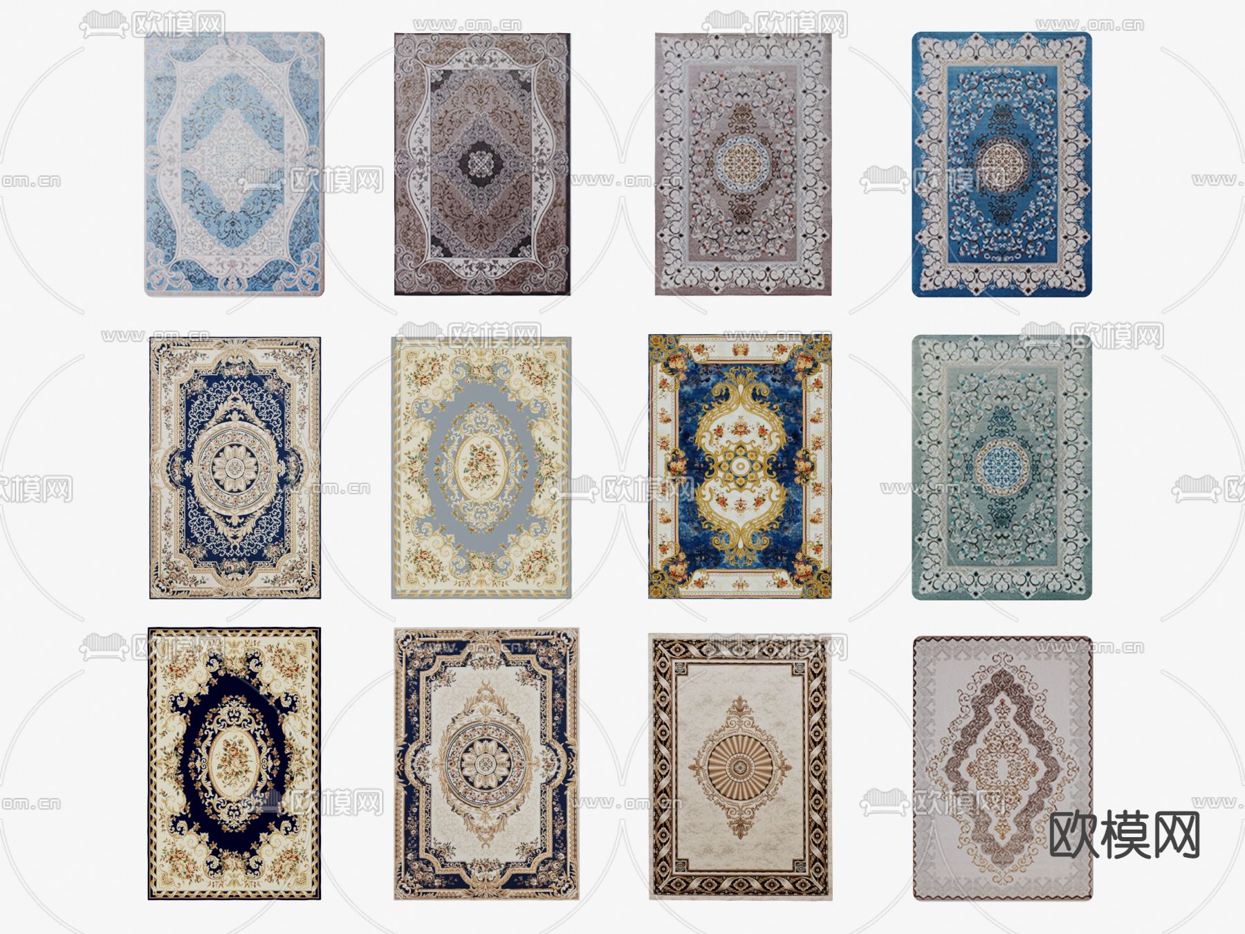 欧式花纹地毯3d模型下载