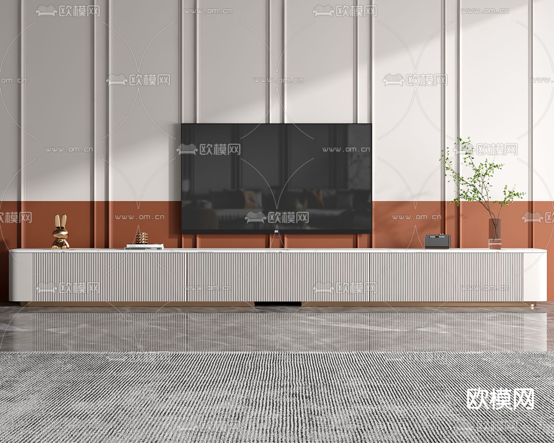 现代轻奢电视柜3d模型下载