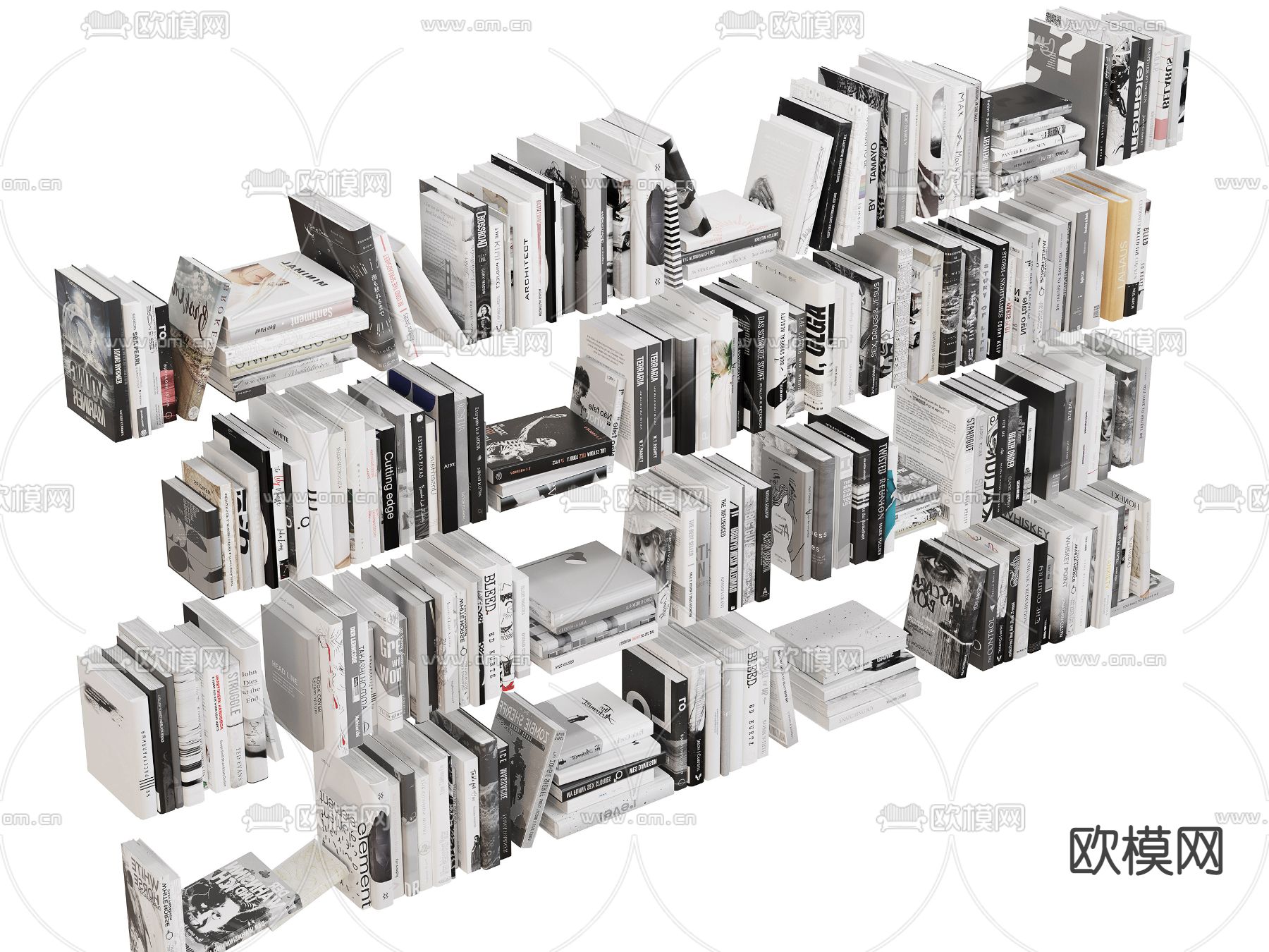 现代书籍书本3d模型下载（渲染图2）