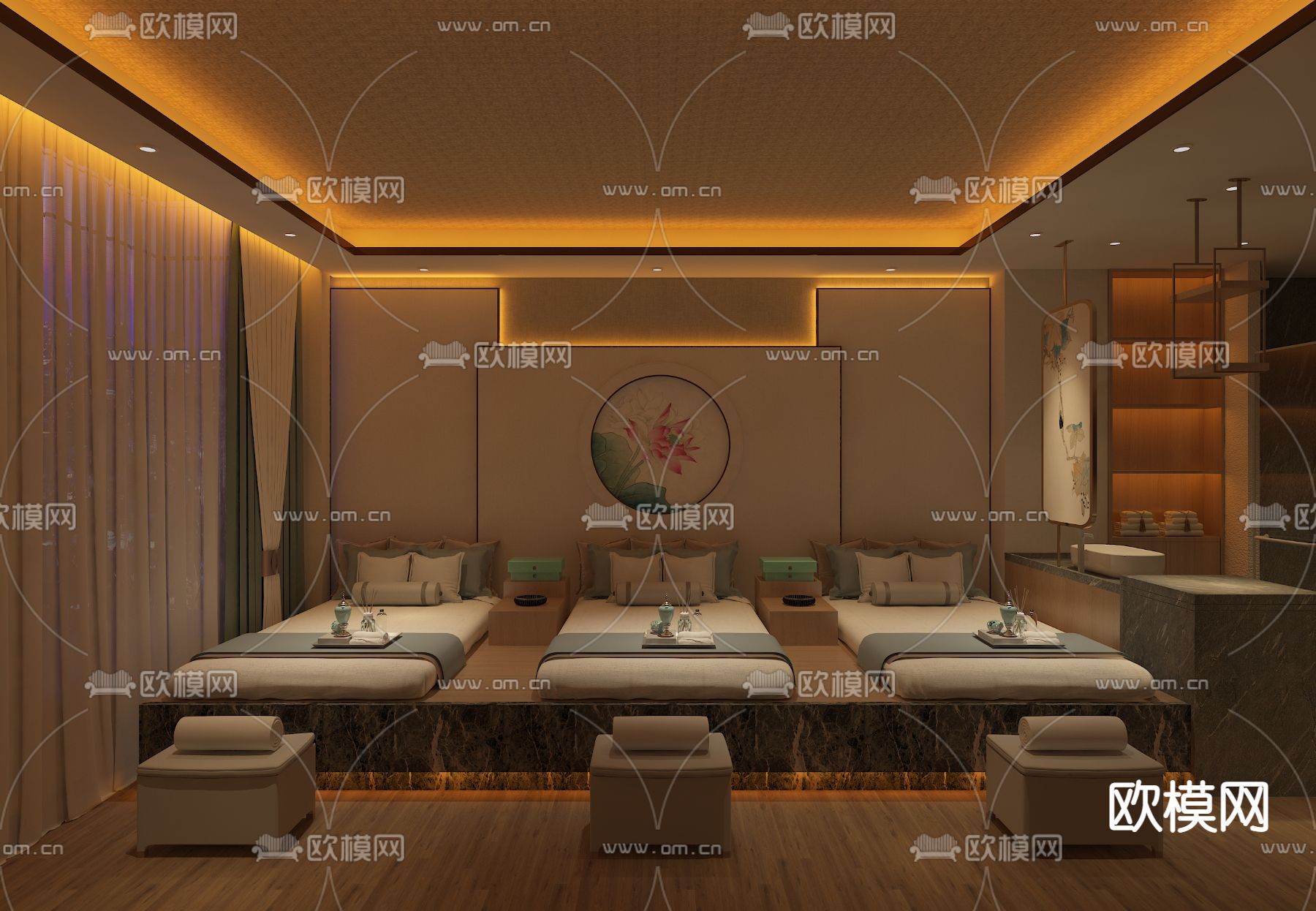 新中式SPA护理房3d模型下载