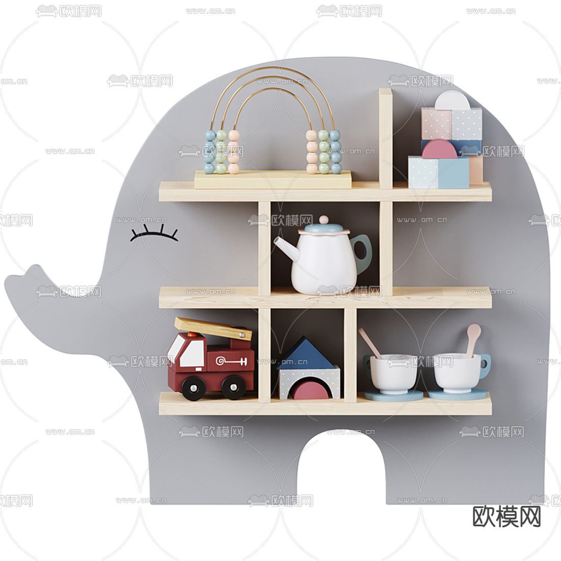 现代儿童卡通壁柜3d模型下载（渲染图2）