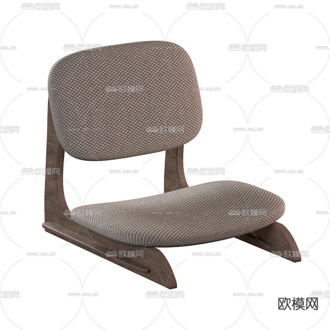 日式布艺实木餐桌椅3d模型下载（渲染图4）