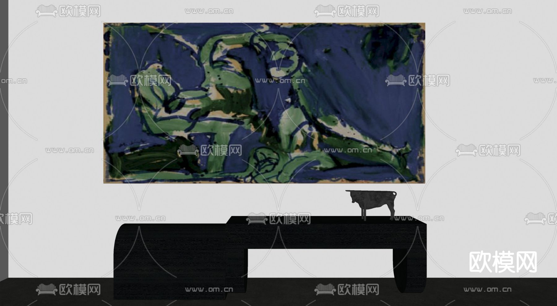 侘寂抽象装饰画su模型