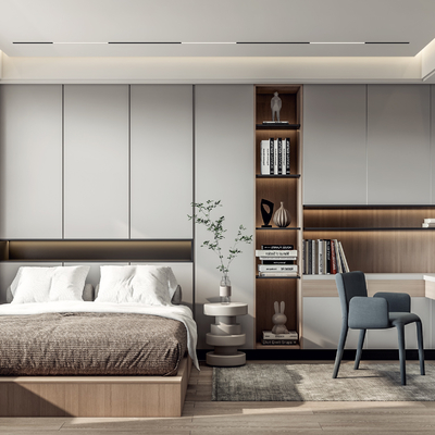 现代榻榻米卧室主人房su模型