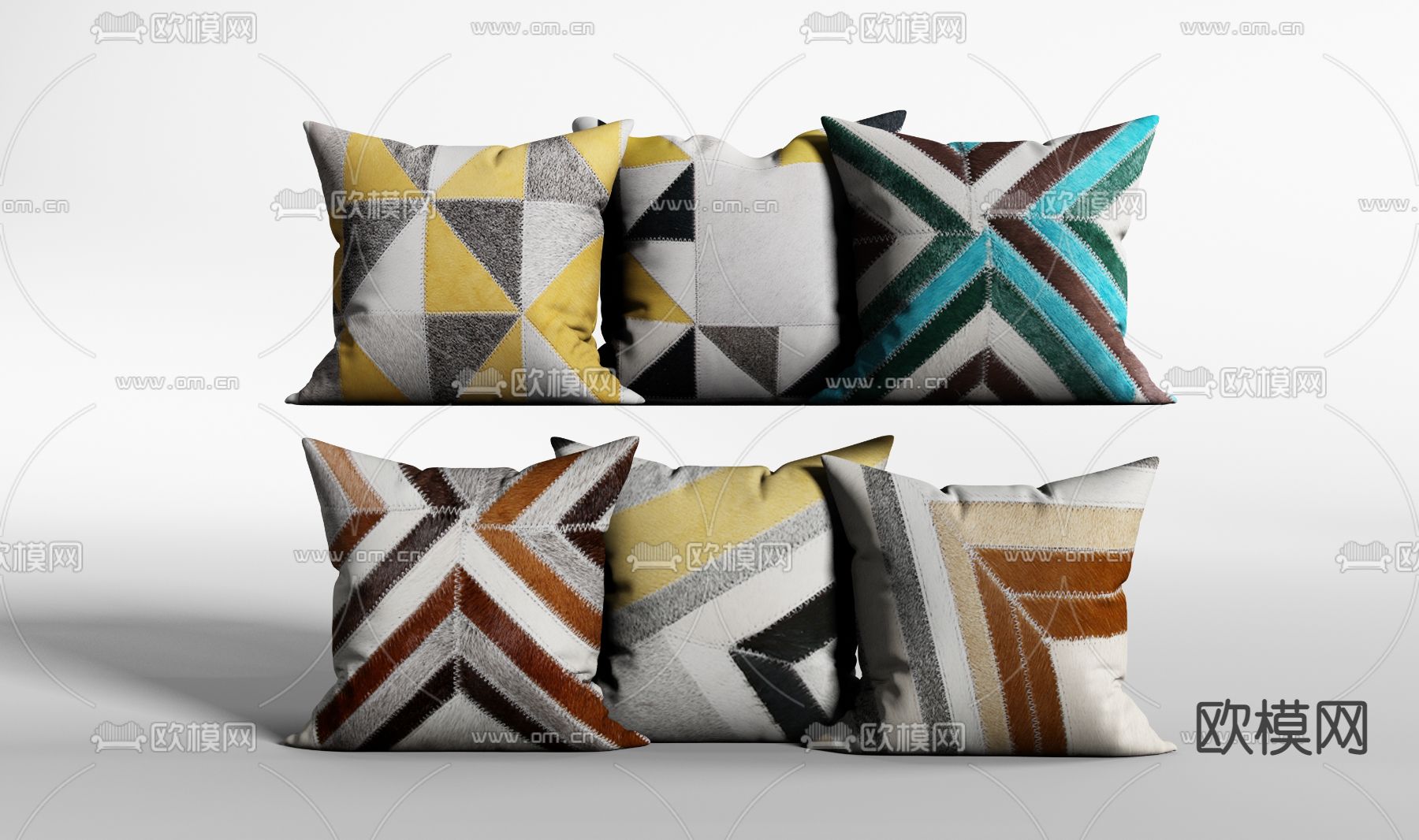 现代布艺抱枕3d模型下载