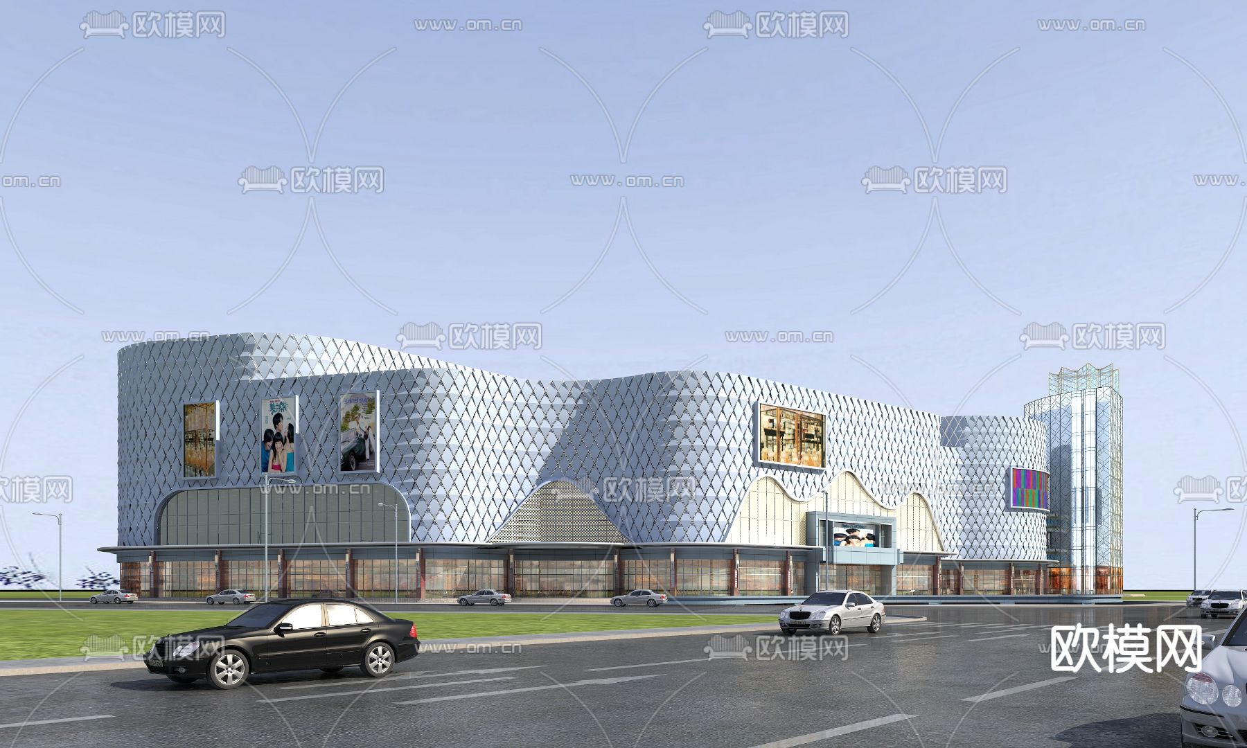 现代商场建筑外观免费3d模型下载