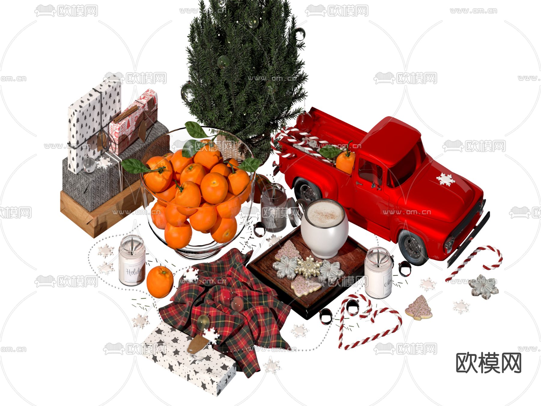 现代食品咖啡橘子陈设摆件3d模型下载