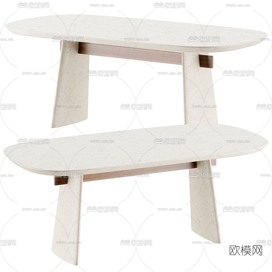 Natuzzi 北欧餐桌3d模型下载（渲染图1）