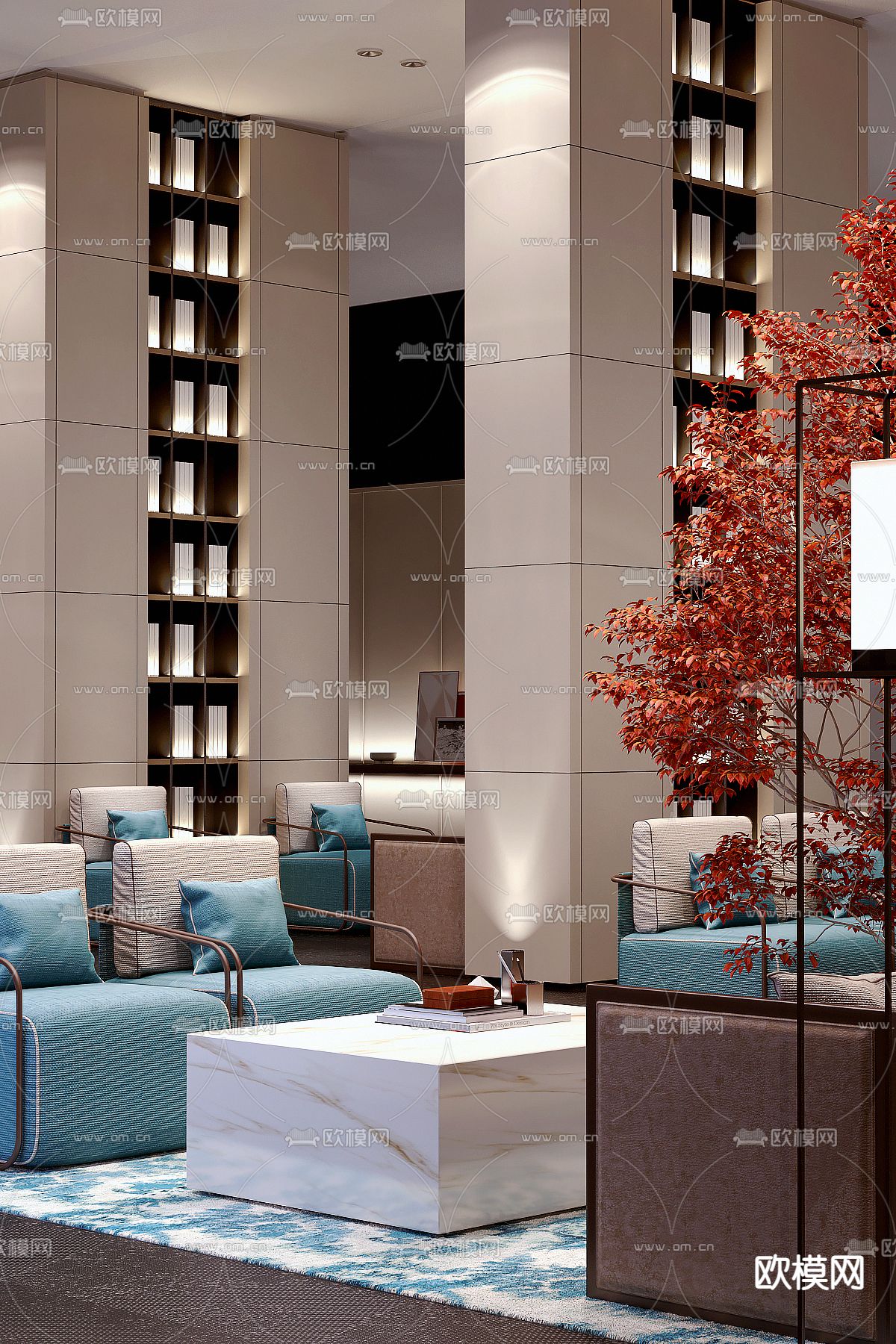 明德设计 现代售楼处洽谈区3d模型