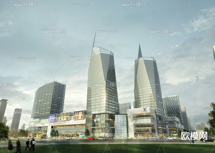 现代商业办公楼建筑外观3d模型下载