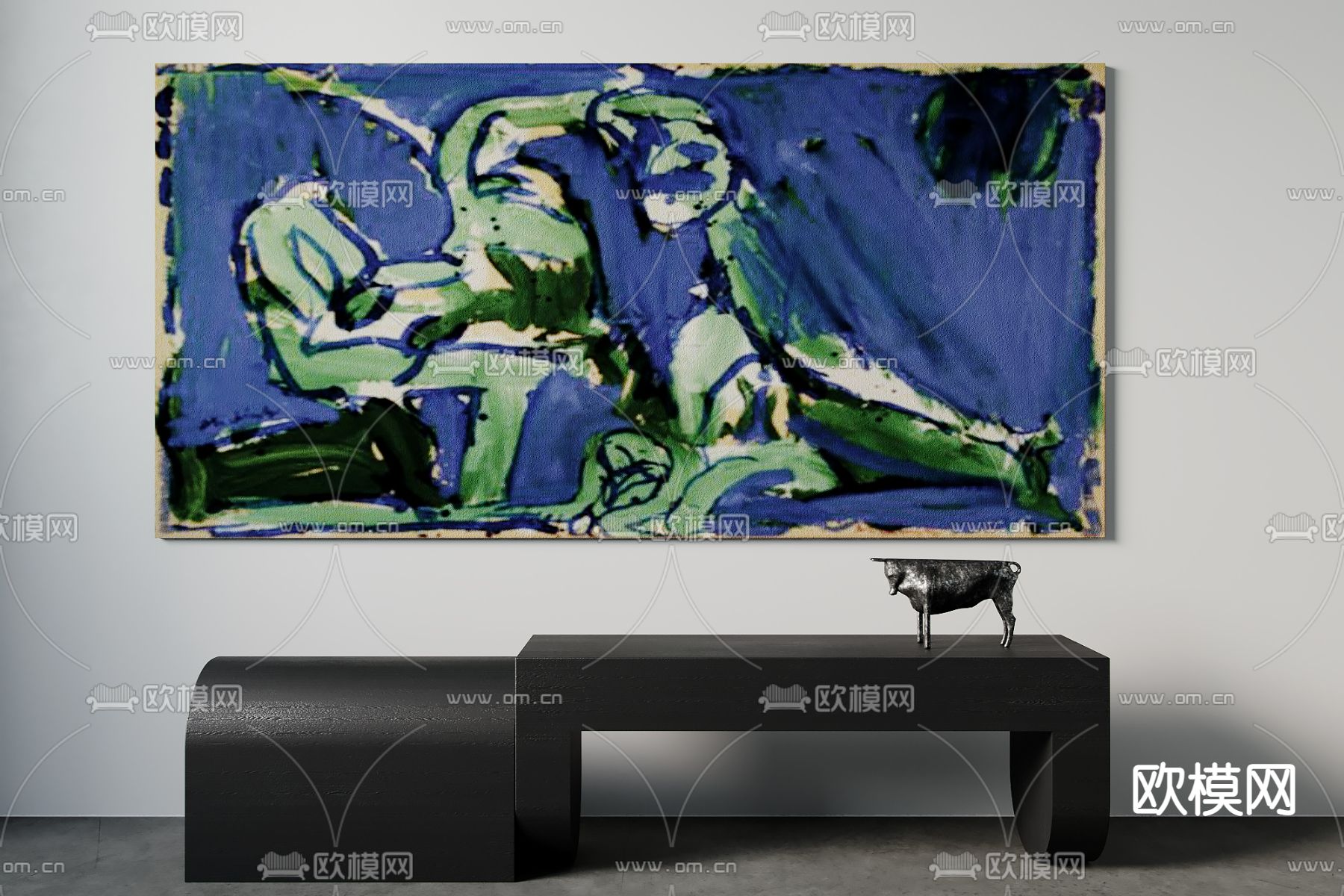 侘寂抽象装饰画su模型