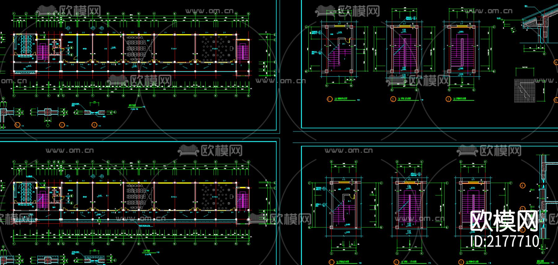教学楼建施cad施工图下载（渲染图3）