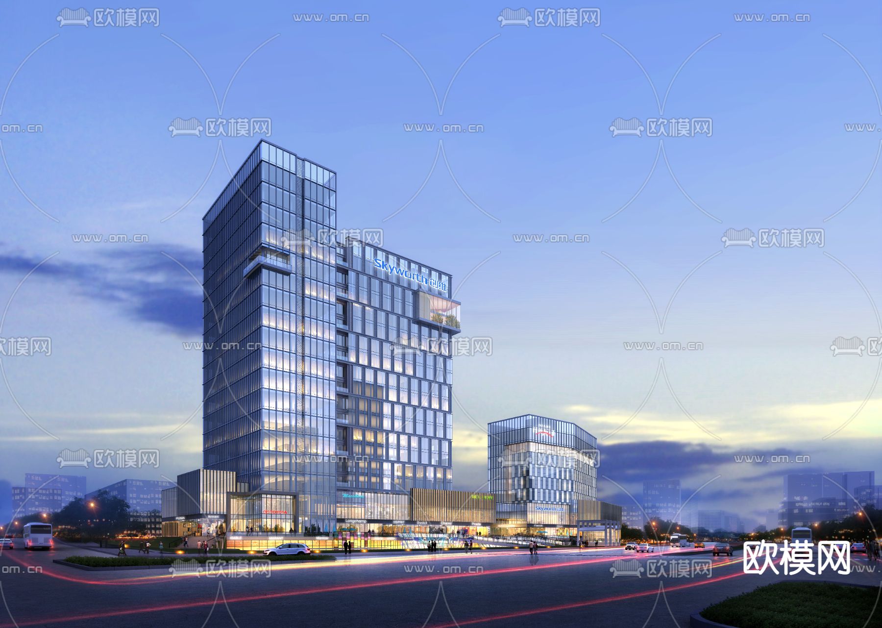 现代办公楼建筑外观3d模型下载