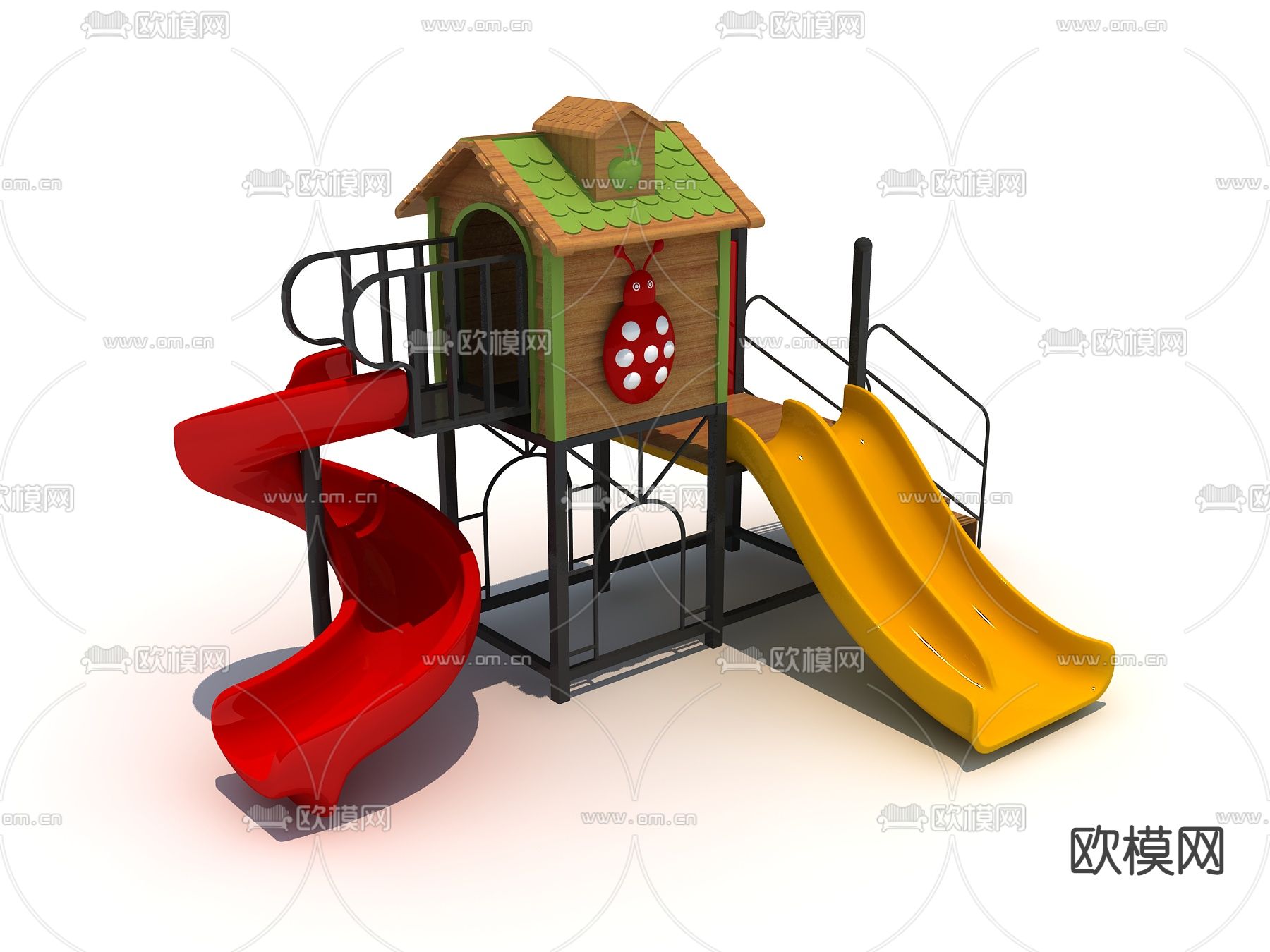 现代儿童滑梯游乐设施3d模型下载