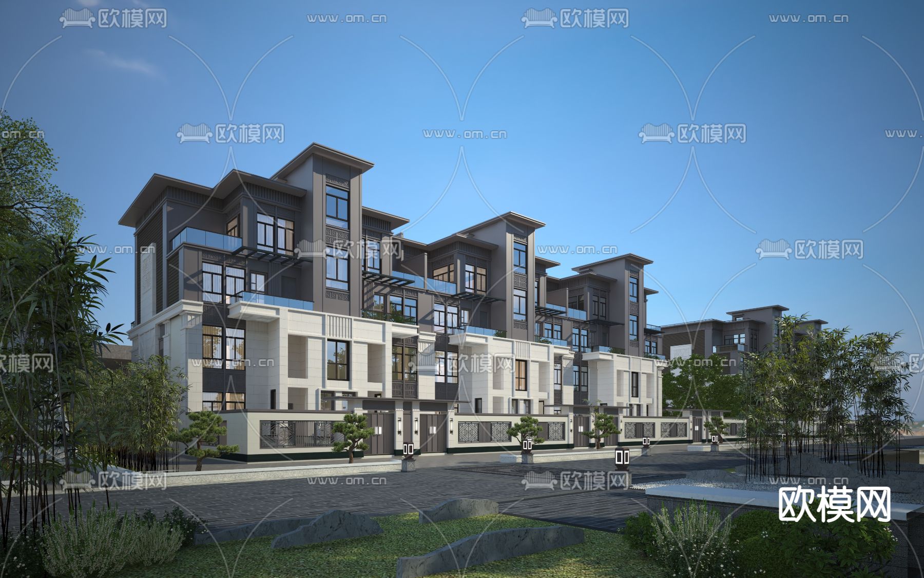 现代风格别墅外观3d模型下载