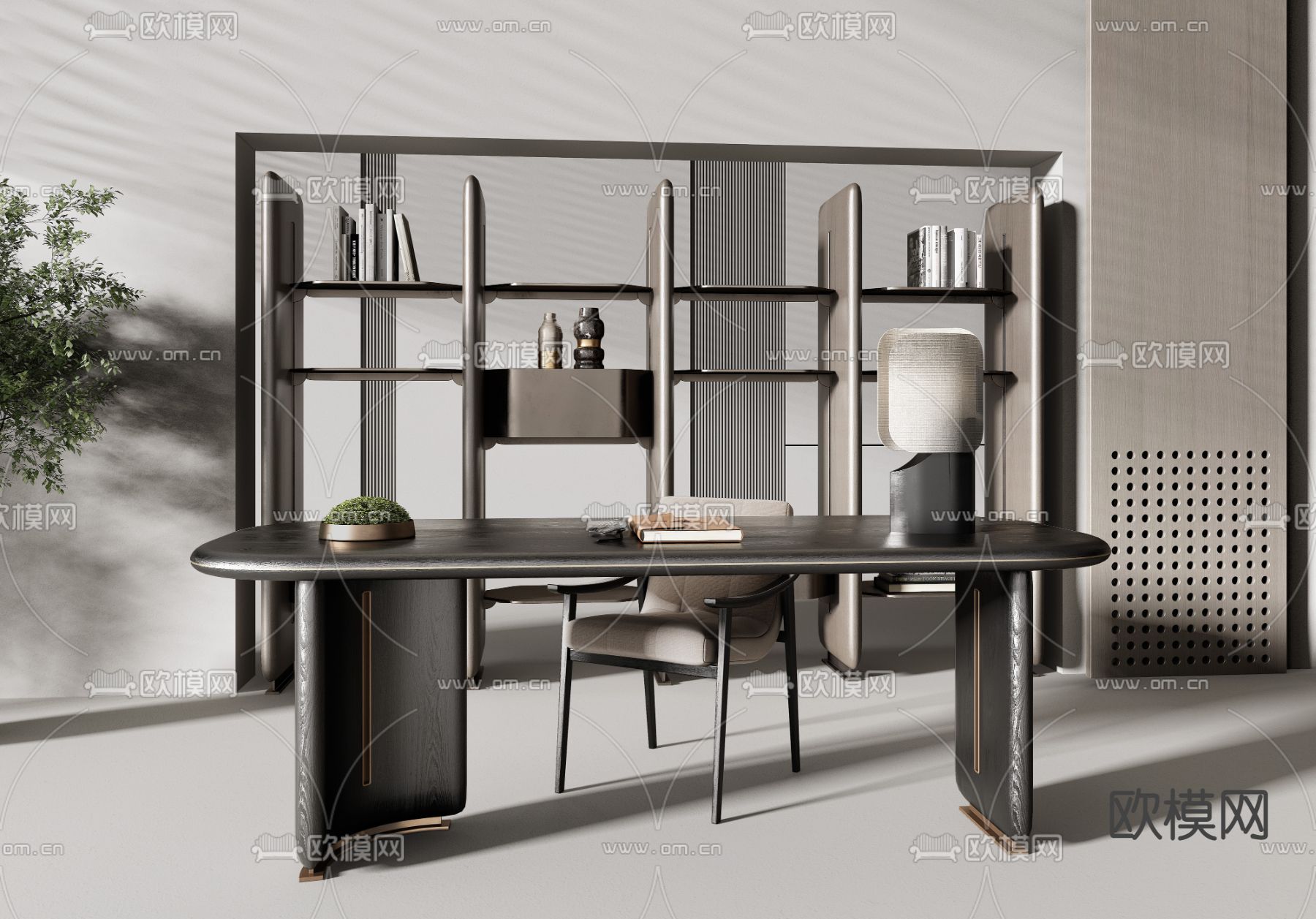 现代书桌椅su模型下载（渲染图1）