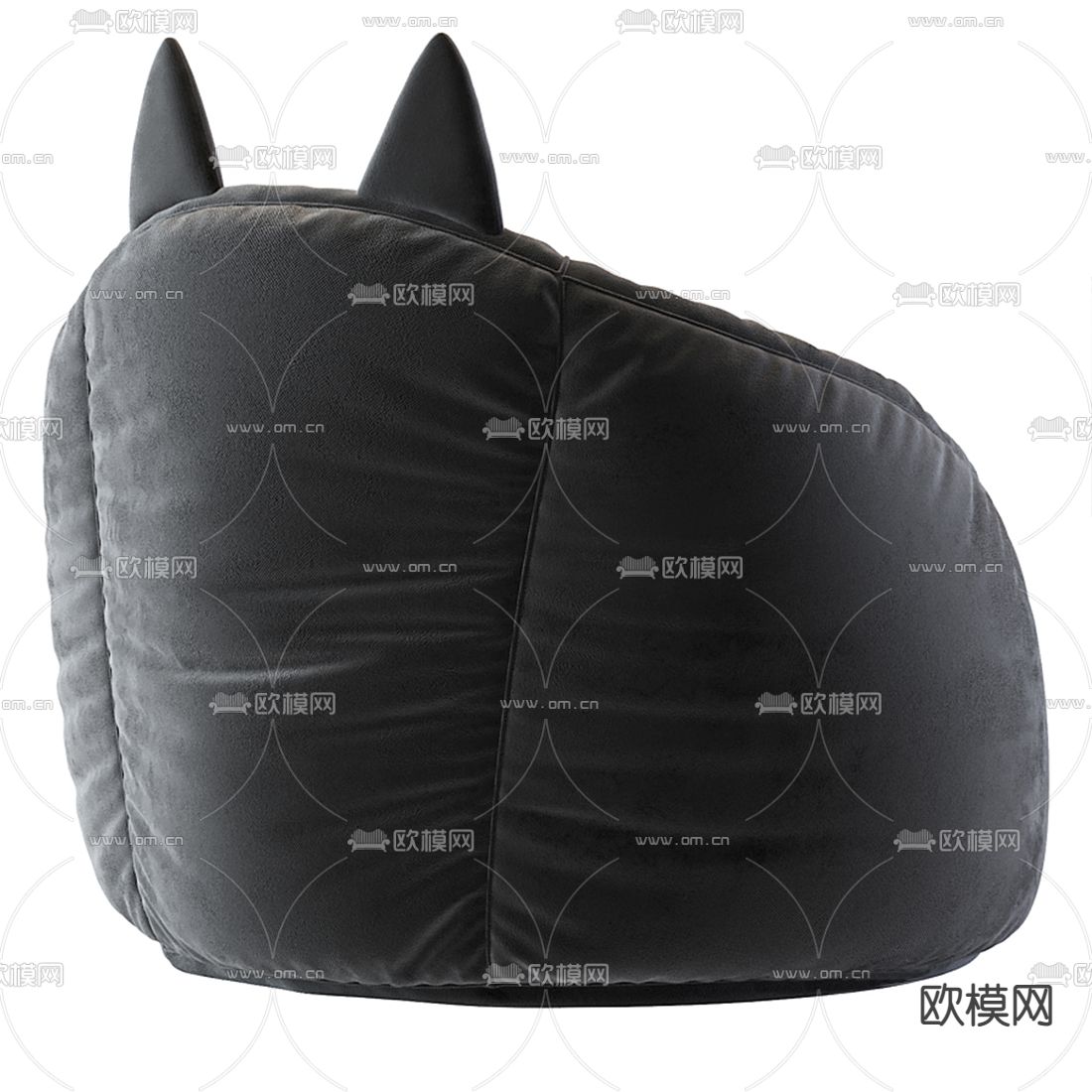 现代猫咪黑色布艺懒人沙发3d模型下载（渲染图3）