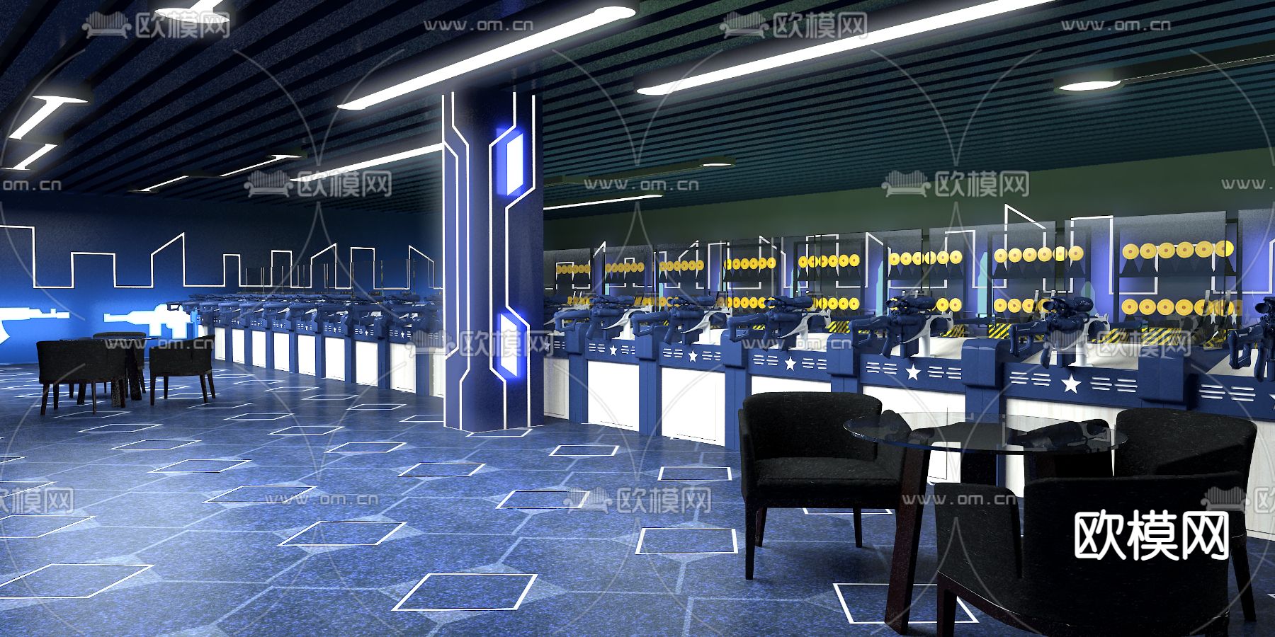 现代射击游戏游戏厅3d模型下载（渲染图1）