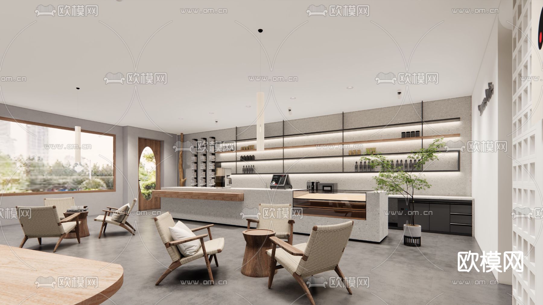 侘寂咖啡店su模型下载（渲染图1）