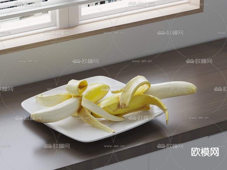 现代香蕉水果盘子3d模型下载