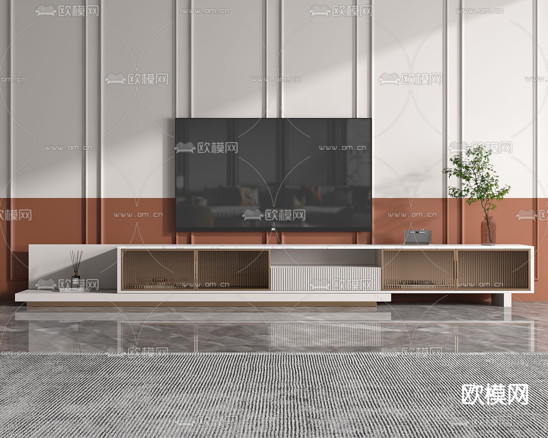 现代轻奢电视柜3d模型下载