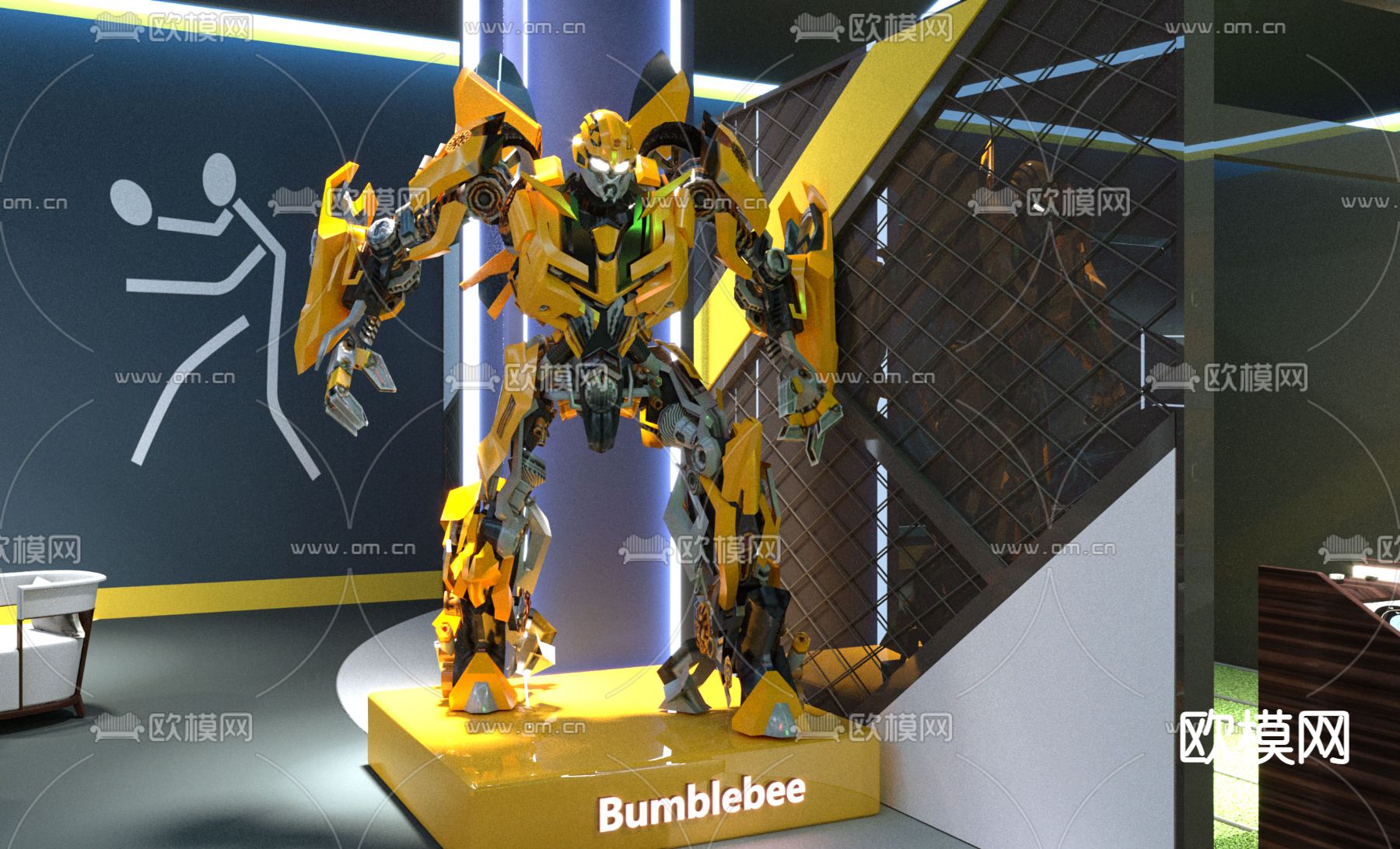 现代室内运动游戏厅3d模型下载（渲染图7）