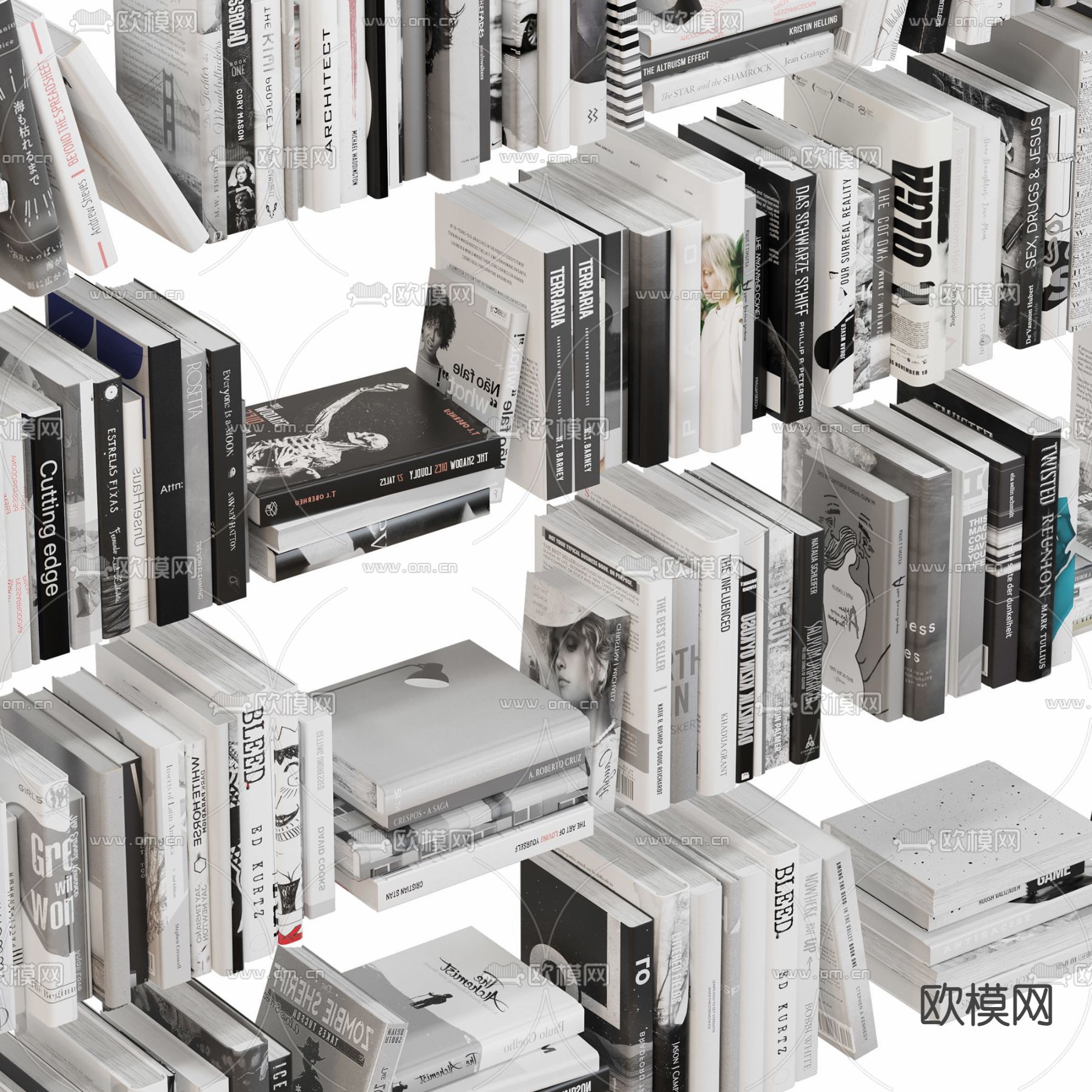 现代书籍书本3d模型下载（渲染图3）