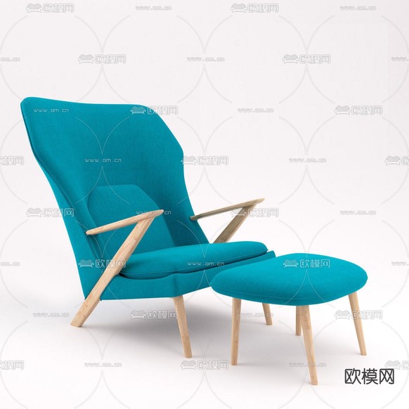 北欧简约实木布艺休闲椅免费3d模型下载_ID12016228_3dmax免费模型-欧模网
